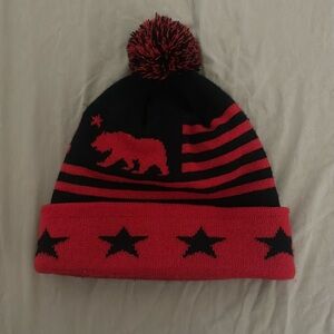 Golden State of mind Beanie Red with Black